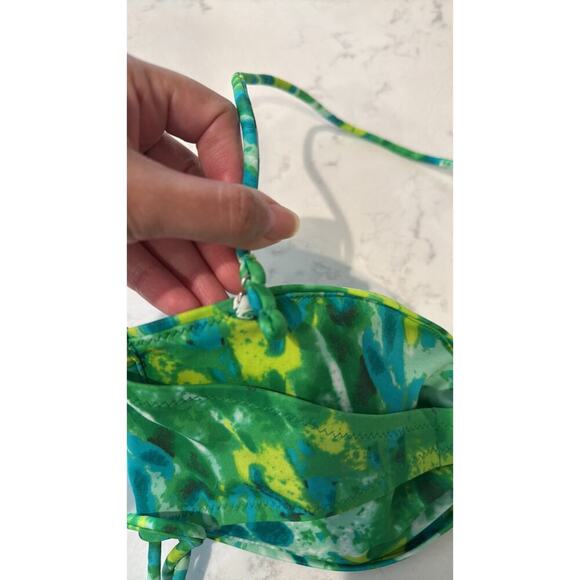 Victoria’s Secret Bandeau Strapless Top M & Hip Tie Bottoms Bikini Green/Yellow - Picture 3 of 5